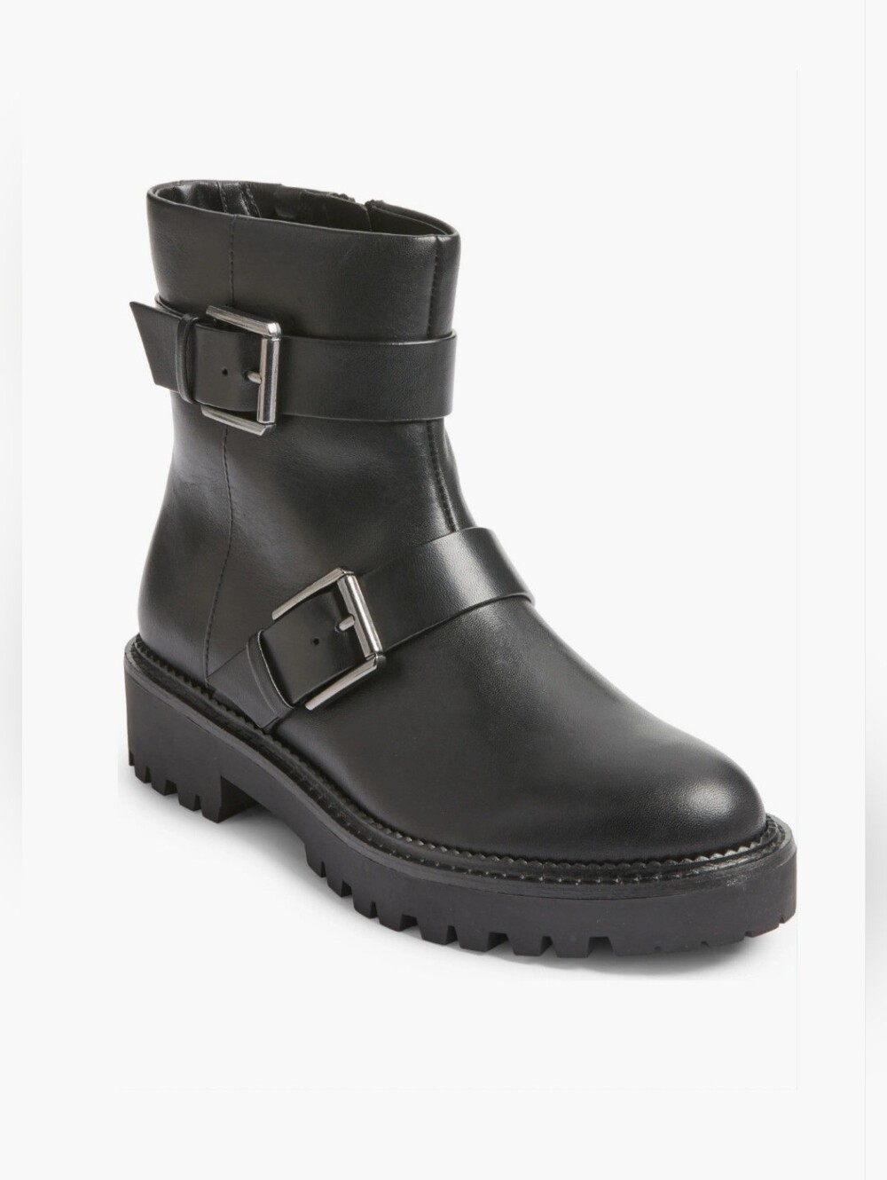 New Nordstrom MaCombs Black Leather Buckle Ankle Boot Women's Size 8
